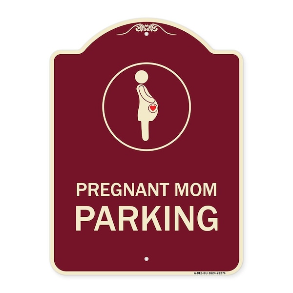 Pregnant Mom Parking With Graphic Heavy-Gauge Aluminum Architectural Sign, 24" x 18", BU-1824-23274